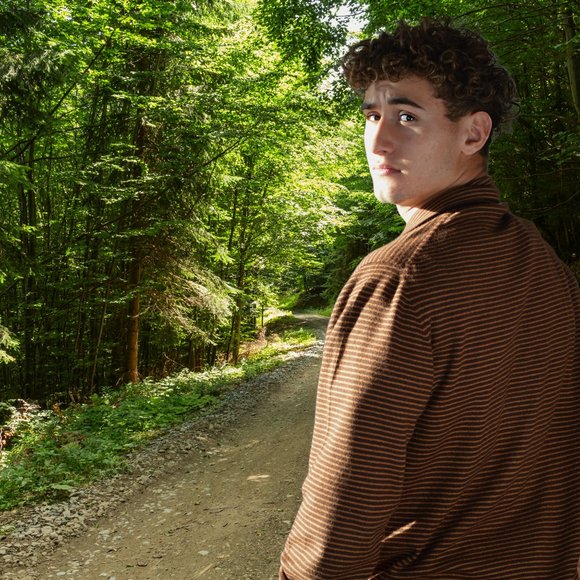 Mens Brown Cashmere Striped Oversized Sweater Relaxed Fit - Picture 3 of 6